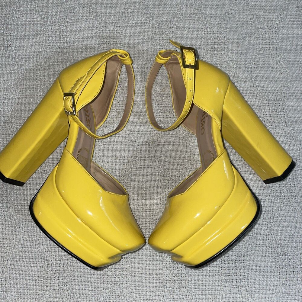Paraiso Women’s Platform Dress Shoes Size 35 U.S. 5 M Yellow Leather Going Out